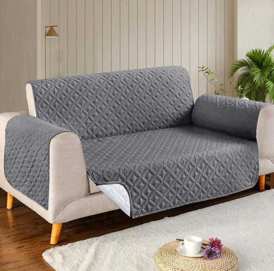 100% Cotton Quilted Sofa Covers - Gray