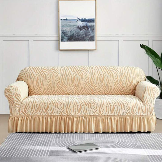 Zebra Velvet Turkish Sofa Cover – Light Skin
